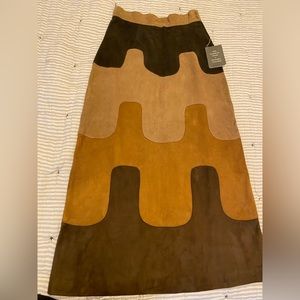 Vintage World Knits genuine leather/suede maxi skirt